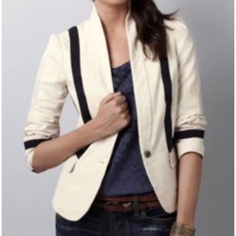 LOFT Grosgrain Ribbon Twill Blazer Jacket